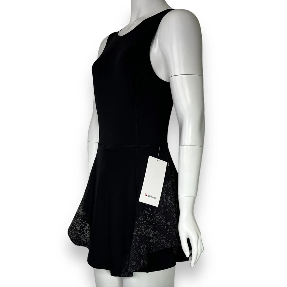 NWT Lululemon Serene Stride Tennis Dress Black REFLECTIVE Skirt TENNISCORE Sz 8